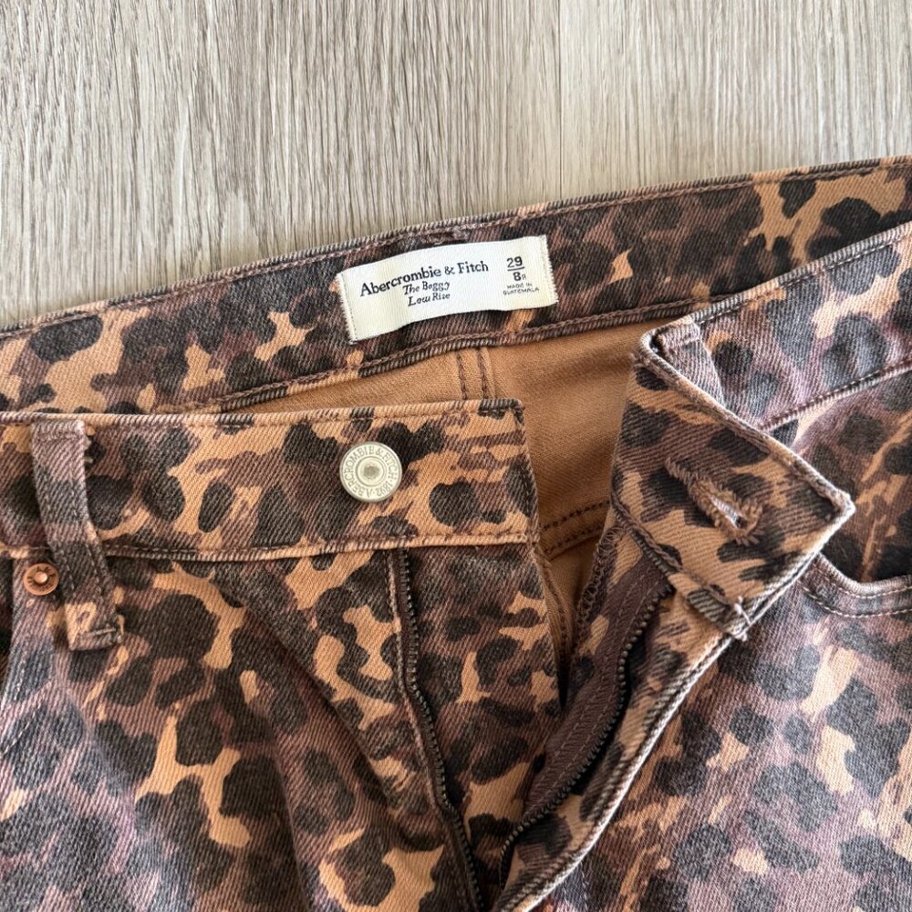 Abercrombie & Fitch Brown Leopard Print Cropped Jeans - Picture 3 of 6